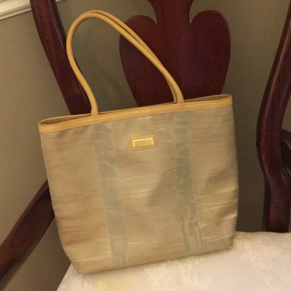 Jim Thompson Thai Silk Tote with Leather Trim